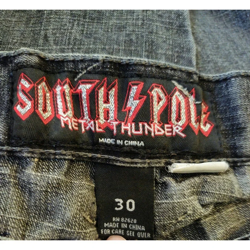 South Pole Metal Thunder Jeans 27x29 Black Rock Baggy Grunge Skater Embroidered
